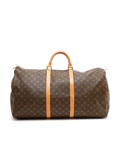 Pre-owned Louis Vuitton Monogram Keepall 60 Weekend Bag In Brown