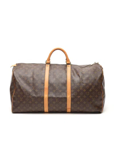 Pre-owned Louis Vuitton Monogram Keepall 60 Weekend Bag In Brown