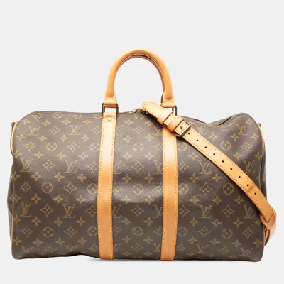 Pre-owned Louis Vuitton Monogram Keepall Bandouliere 45 In Brown
