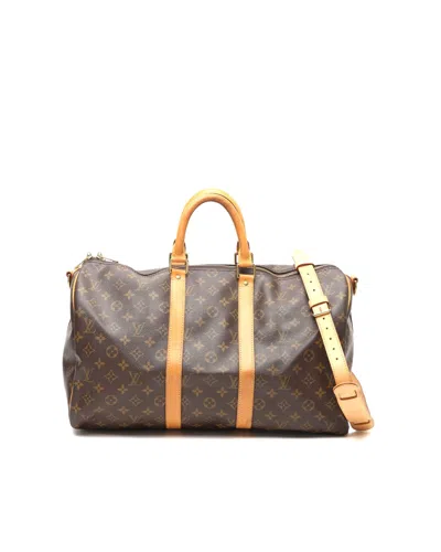 Pre-owned Louis Vuitton Monogram Keepall Bandouliére 45 Weekend Bag In Brown