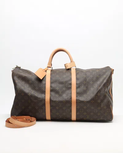Pre-owned Louis Vuitton Monogram Keepall Bandoulière 60 Weekend Bag