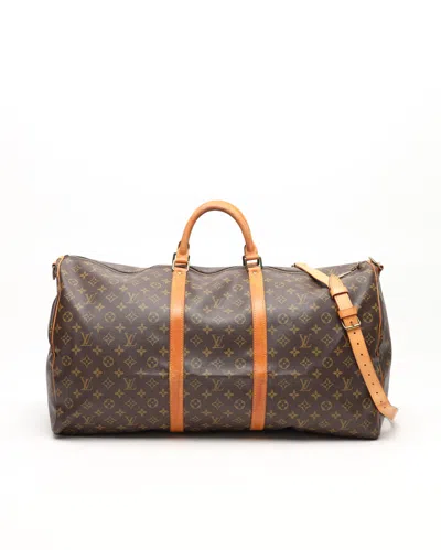 Pre-owned Louis Vuitton Monogram Keepall Bandouliére 60 Weekend Bag