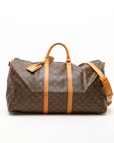 Pre-owned Louis Vuitton Monogram Keepall Bandoulière 60 Weekend Bag