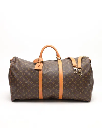 Pre-owned Louis Vuitton Monogram Keepall Bandoulière 60 Weekend Bag
