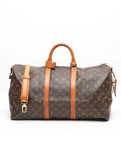 Pre-owned Louis Vuitton Monogram Keepall Bandoulière Weekend Bag In Brown