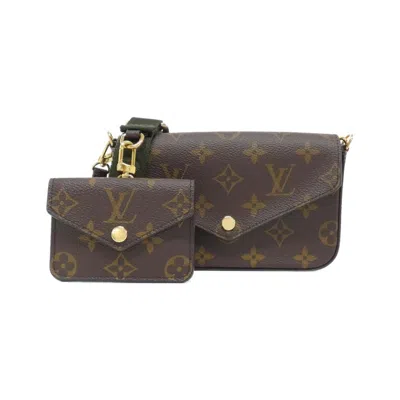 Pre-owned Louis Vuitton Monogram Khaki Marron Coated Canvas Pochette Shoulder Bag ()