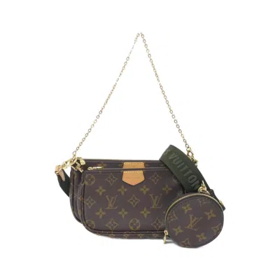 Pre-owned Louis Vuitton Monogram Khaki Marron Coated Canvas Pochette Shoulder Bag ()