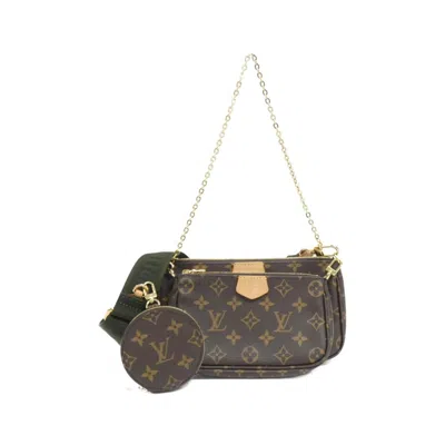 Pre-owned Louis Vuitton Monogram Khaki Marron Coated Canvas Pochette Shoulder Bag ()