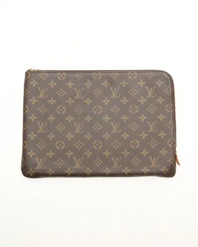 Pre-owned Louis Vuitton Monogram Laptop Case, Size 15-inch In Brown