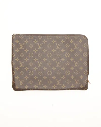 Pre-owned Louis Vuitton Monogram Laptop Case, Size 16-inch In Brown