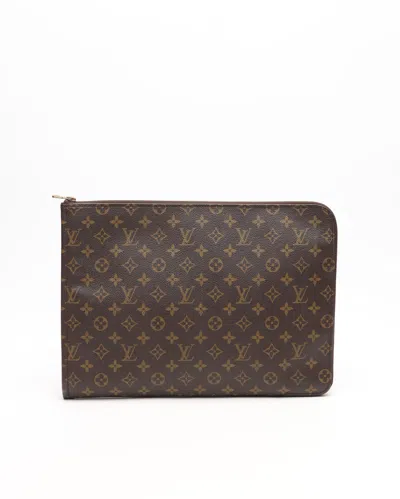 Pre-owned Louis Vuitton Monogram Laptop Case, Size 17-inch In Brown