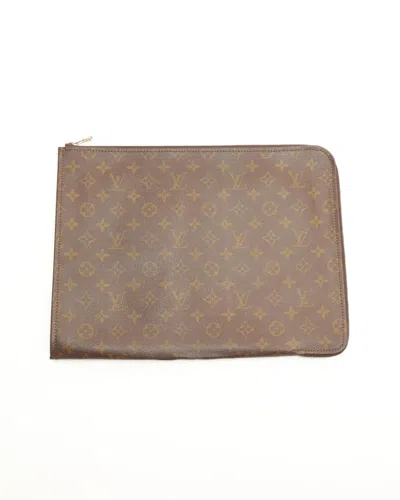 Pre-owned Louis Vuitton Monogram Laptop Case, Size 17-inch In Brown