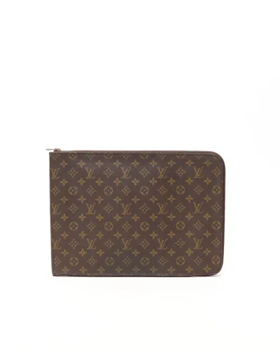 Pre-owned Louis Vuitton Monogram Laptop Case, Size 17-inch In Brown