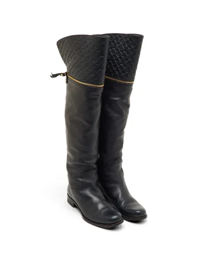 Pre-owned Louis Vuitton Monogram Leather Boots In Blue
