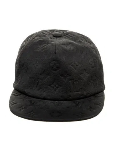 Pre-owned Louis Vuitton Monogram Leather Cap In Black
