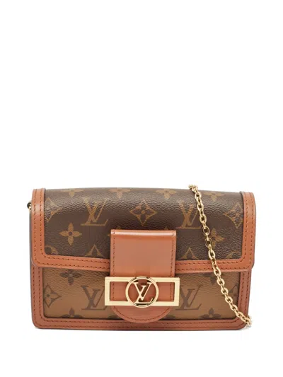 Pre-owned Louis Vuitton Monogram Leather Chain Wallet In Brown