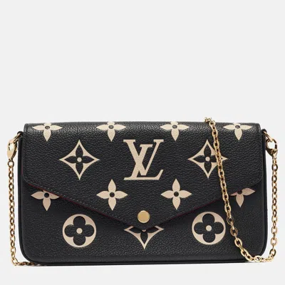 Pre-owned Louis Vuitton Monogram Leather Félicie Pochette In Black