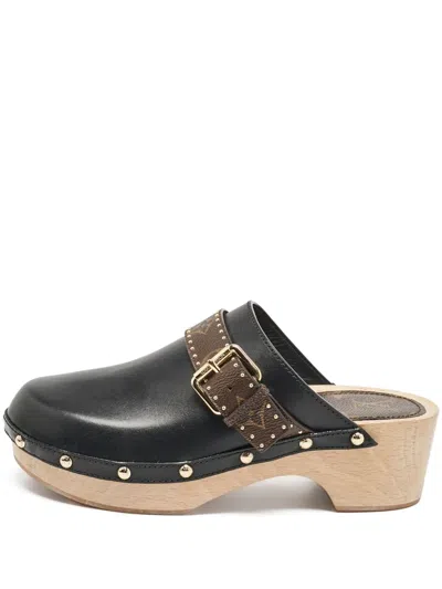 Pre-owned Louis Vuitton Monogram Leather Mules