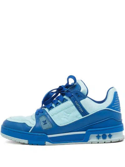 Pre-owned Louis Vuitton Monogram Leather Sneakers In Blue