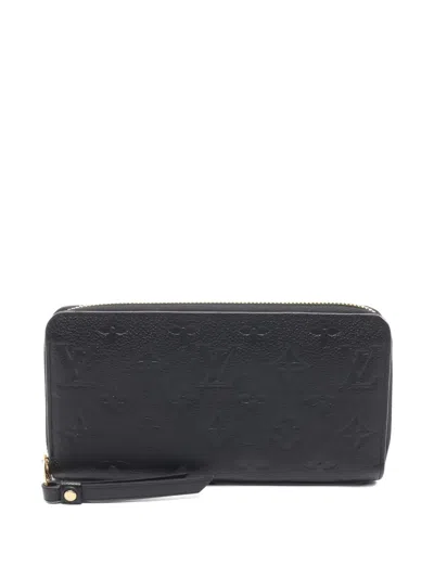 Pre-owned Louis Vuitton Monogram Leather Wallet In Black