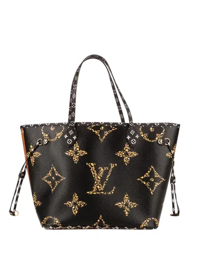 Pre-owned Louis Vuitton Monogram Leopard-print Tote Bag In Black
