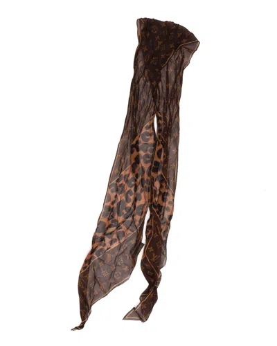 Louis Vuitton Monogram Leopard Rectangular Silk Scarf In Multi