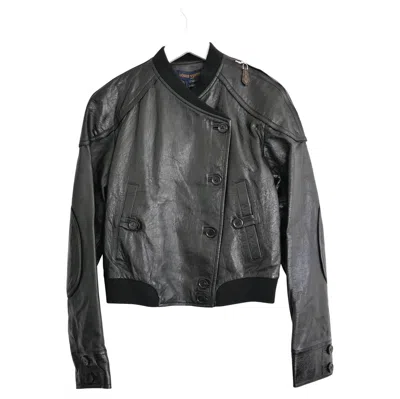 Pre-owned Louis Vuitton Monogram Lined Leather Bomber Jacket Resort 2019 In Black
