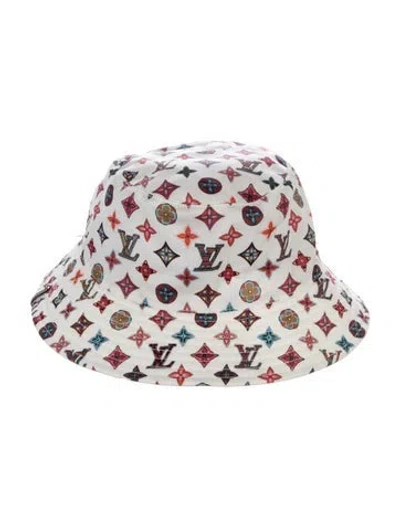 Pre-owned Louis Vuitton Monogram Lovely Grambucket Hat In White