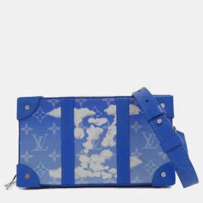 Pre-owned Louis Vuitton Monogram Lv Clouds Soft Trunk Wallet Shoulder Bag In Blue