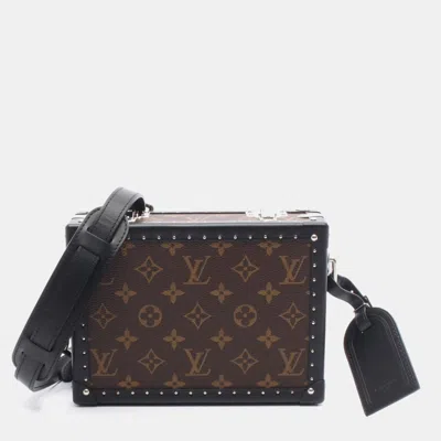 Pre-owned Louis Vuitton Monogram Macassar Clutch Box Shoulder Bag In Coated Canvas And Leather Brown Black