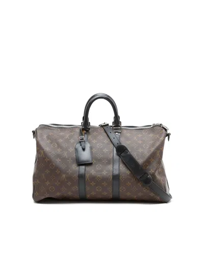 Pre-owned Louis Vuitton Monogram Macassar Keepall Bandoulière 45 Weekend Bag In Brown