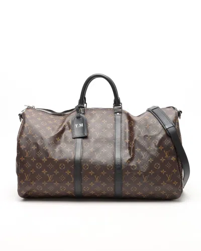 Pre-owned Louis Vuitton Monogram Macassar Keepall Bandoulière 55 Weekend Bag In Multi