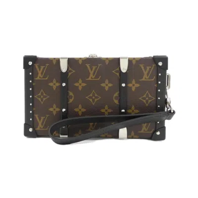 Pre-owned Louis Vuitton Monogram Macassar Marron Coated Canvas Clutch Bag () In Brown