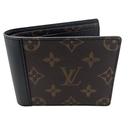 Pre-owned Louis Vuitton Monogram Macassar Multiple Wallet In Black