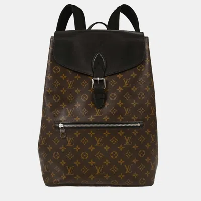 Pre-owned Louis Vuitton Monogram Macassar Parc Backpack In Black