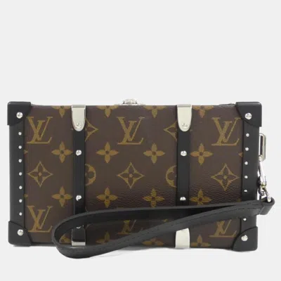 Pre-owned Louis Vuitton Monogram Macassar Wallet Trunk Clutch Bag In Brown