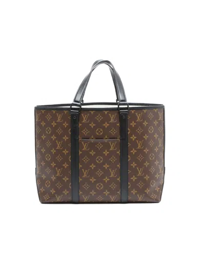 Pre-owned Louis Vuitton Monogram Macassar Weekend Pm Tote Bag In Brown