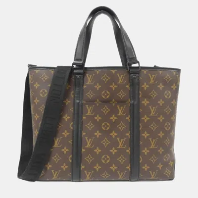 Pre-owned Louis Vuitton Monogram Macassar Weekend Tote Pm Handbag In Brown