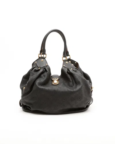 Pre-owned Louis Vuitton Monogram Mahina Hobo L Bag In Black