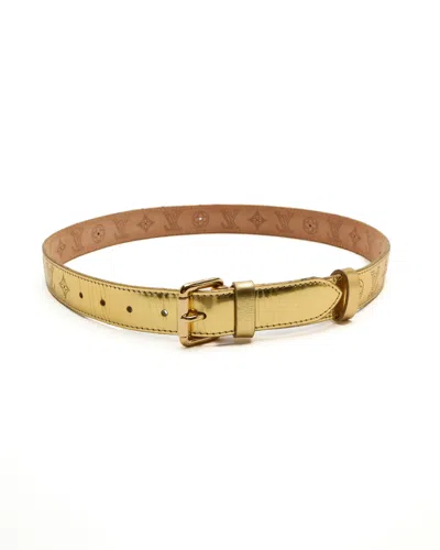Pre-owned Louis Vuitton Monogram Mahina Leather Belt, Size 85 In Gold