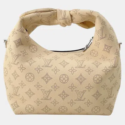 Pre-owned Louis Vuitton Monogram Mahina Why Knot Pm Bag In Beige