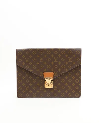 Pre-owned Louis Vuitton Monogram Mark Folder In Brown