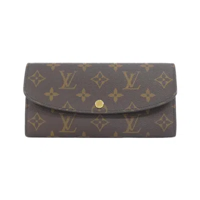Pre-owned Louis Vuitton Monogram Marron Rose Ballerine Coated Canvas Long Wallet (bi-fold) () In Marron, Rose Ballerine