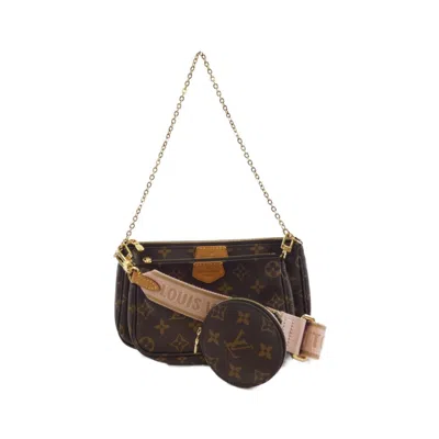 Pre-owned Louis Vuitton Monogram Marron Rose Clair Coated Canvas Pochette Shoulder Bag ()