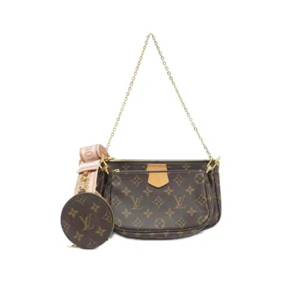 Pre-owned Louis Vuitton Monogram Marron Rose Clair Coated Canvas Pochette Shoulder Bag ()