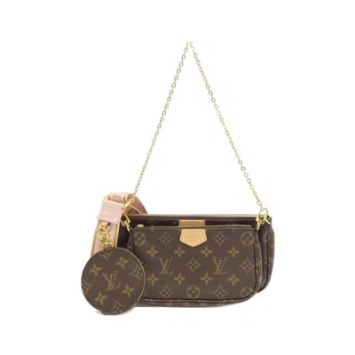 Pre-owned Louis Vuitton Monogram Marron Rose Clair Coated Canvas Pochette Shoulder Bag ()