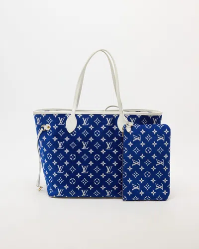 Pre-owned Louis Vuitton Monogram Match Jacquard Velvet Neverfull Mm Tote Bag