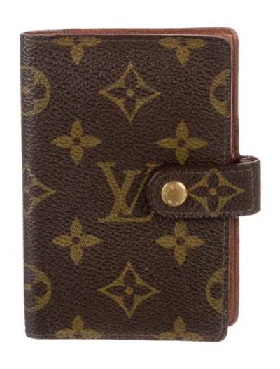Pre-owned Louis Vuitton Monogram Mini Agenda/card Holder In Brown