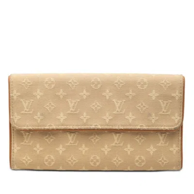 Pre-owned Louis Vuitton Monogram Mini Beige Canvas Leather Long Wallet (tri-fold) ()