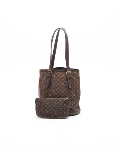 Pre-owned Louis Vuitton Monogram Mini Lin Bucket Pm Bag In Brown